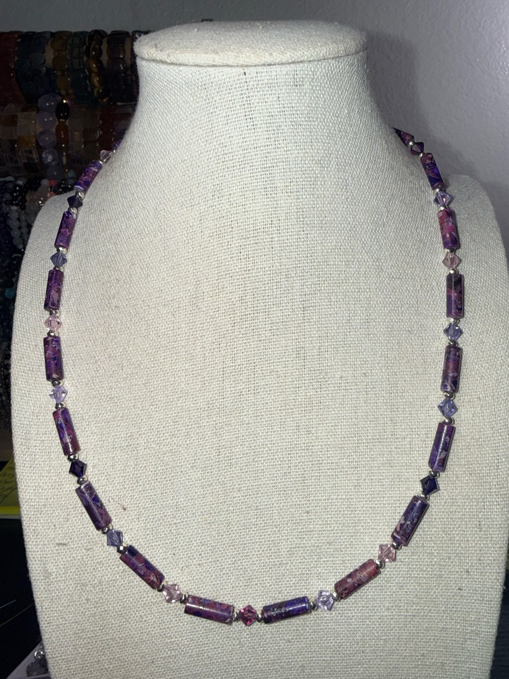 Imperial Jasper Swarovski Crystal Necklace 18.5”